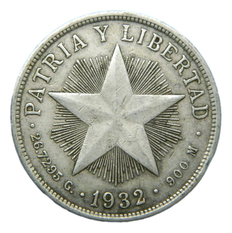1932 - CUBA - 1 PESO - PATRIA Y LIBERTAD - PLATA