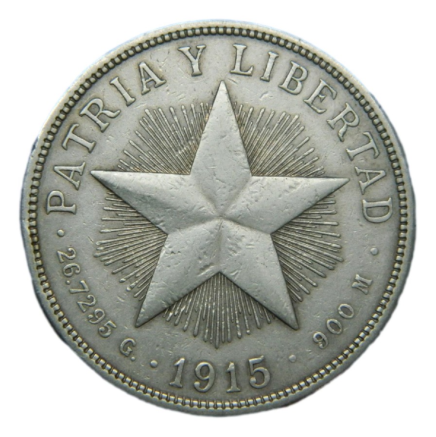 1915 - CUBA - 1 PESO - PATRIA Y LIBERTAD - PLATA