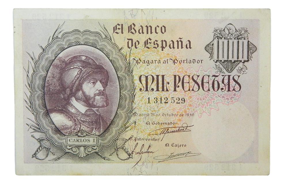 1940 - ESPAÑA - BILLETE - 1000 PESETAS - CARLOS I - MBC