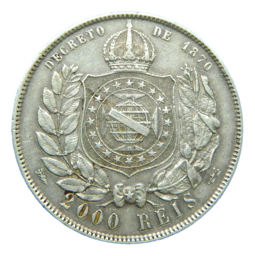 1889 - BRASIL - 2000 REIS - PEDRO II - PLATA