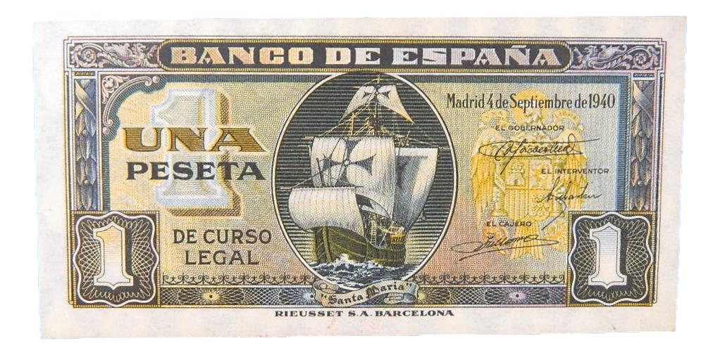 1940 - ESPAÑA - BILLETE - 1 PESETA - SANTA MARIA - EBC