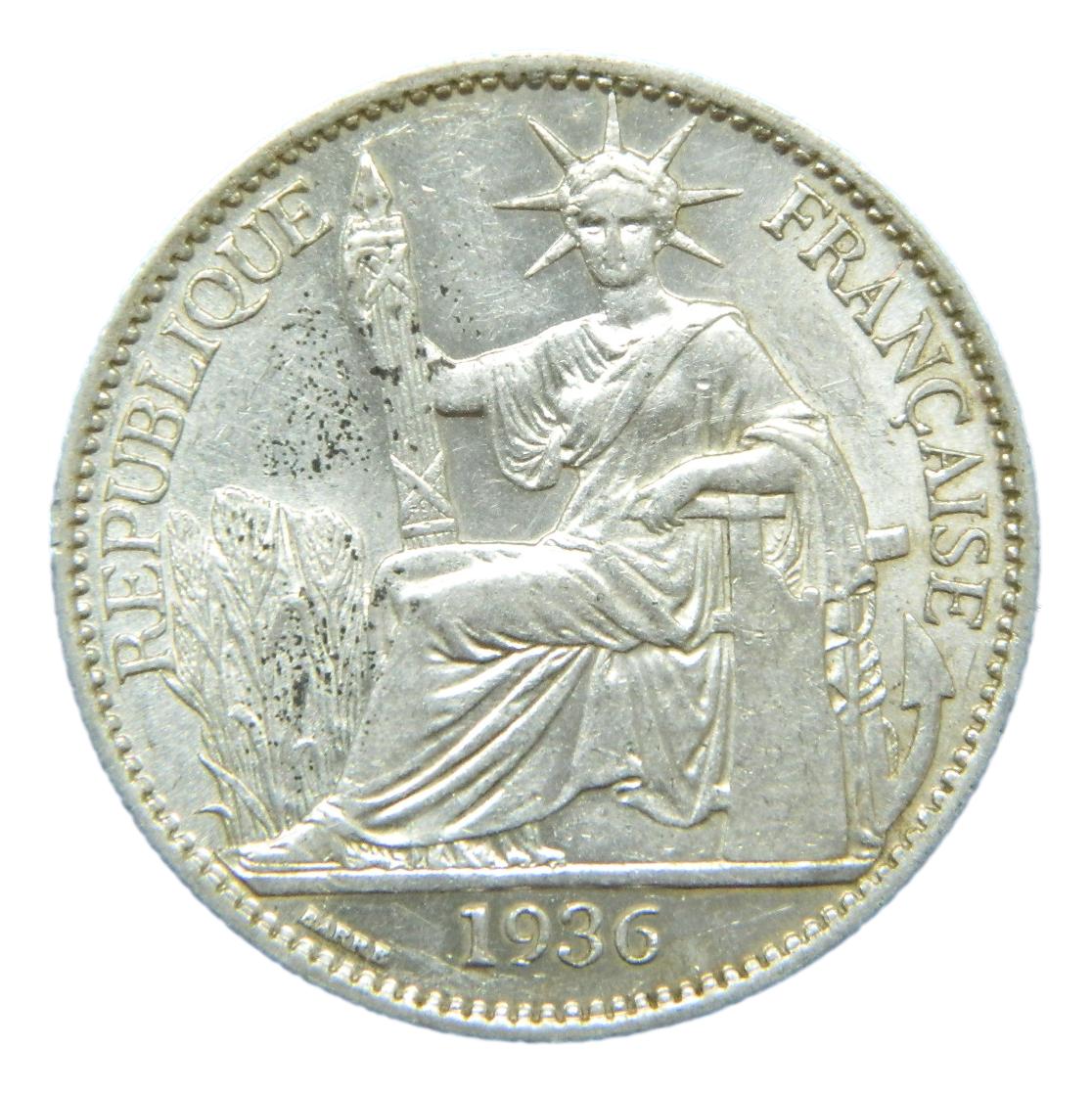 1936 - FRANCIA INDO-CHINA - 50 CENT - PLATA  - EBC+