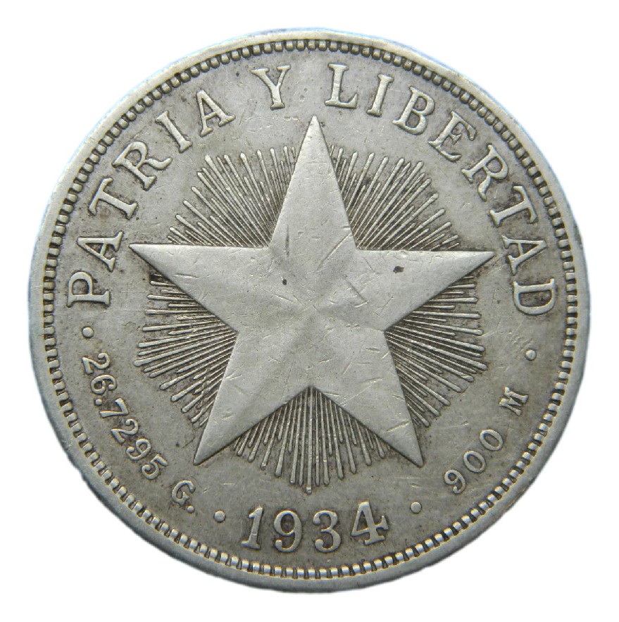 1934 - CUBA - 1 PESO - PATRIA Y LIBERTAD - PLATA