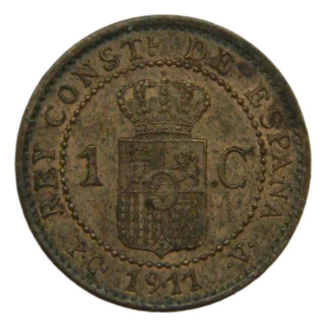 1911 - ALFONSO XIII - 1 CENTIMO - PCV - MBC+