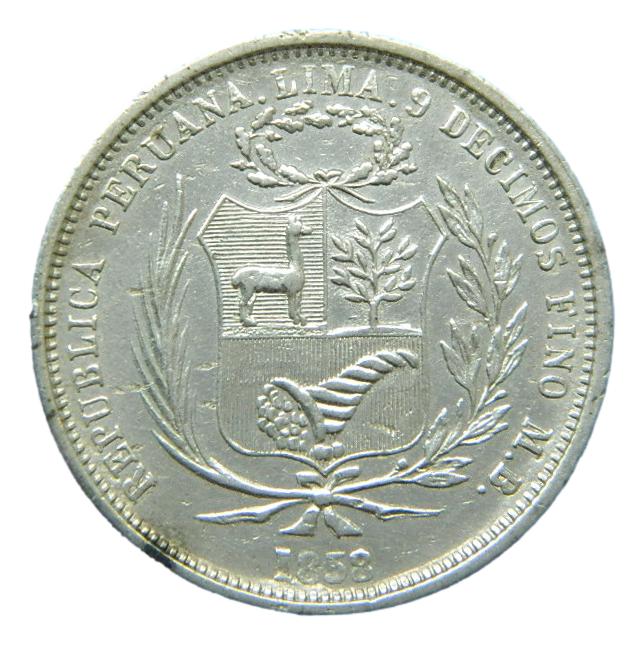 1858 - PERU - 50 CENTIMOS - LIMA - PLATA