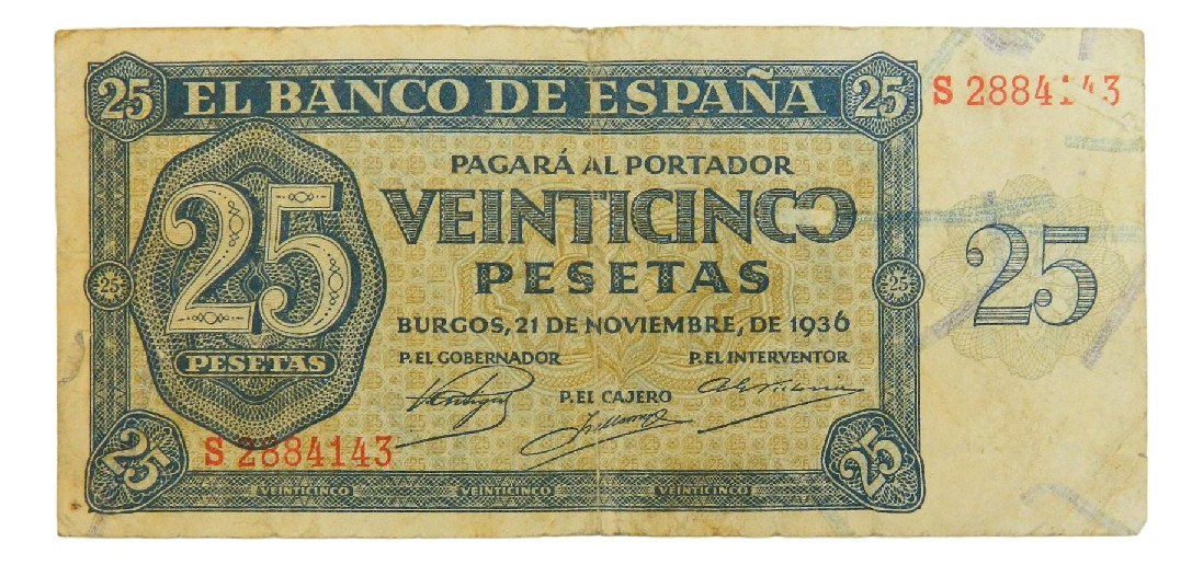 1936 - ESPAÑA - 25 PESETAS - BILLETE - RC