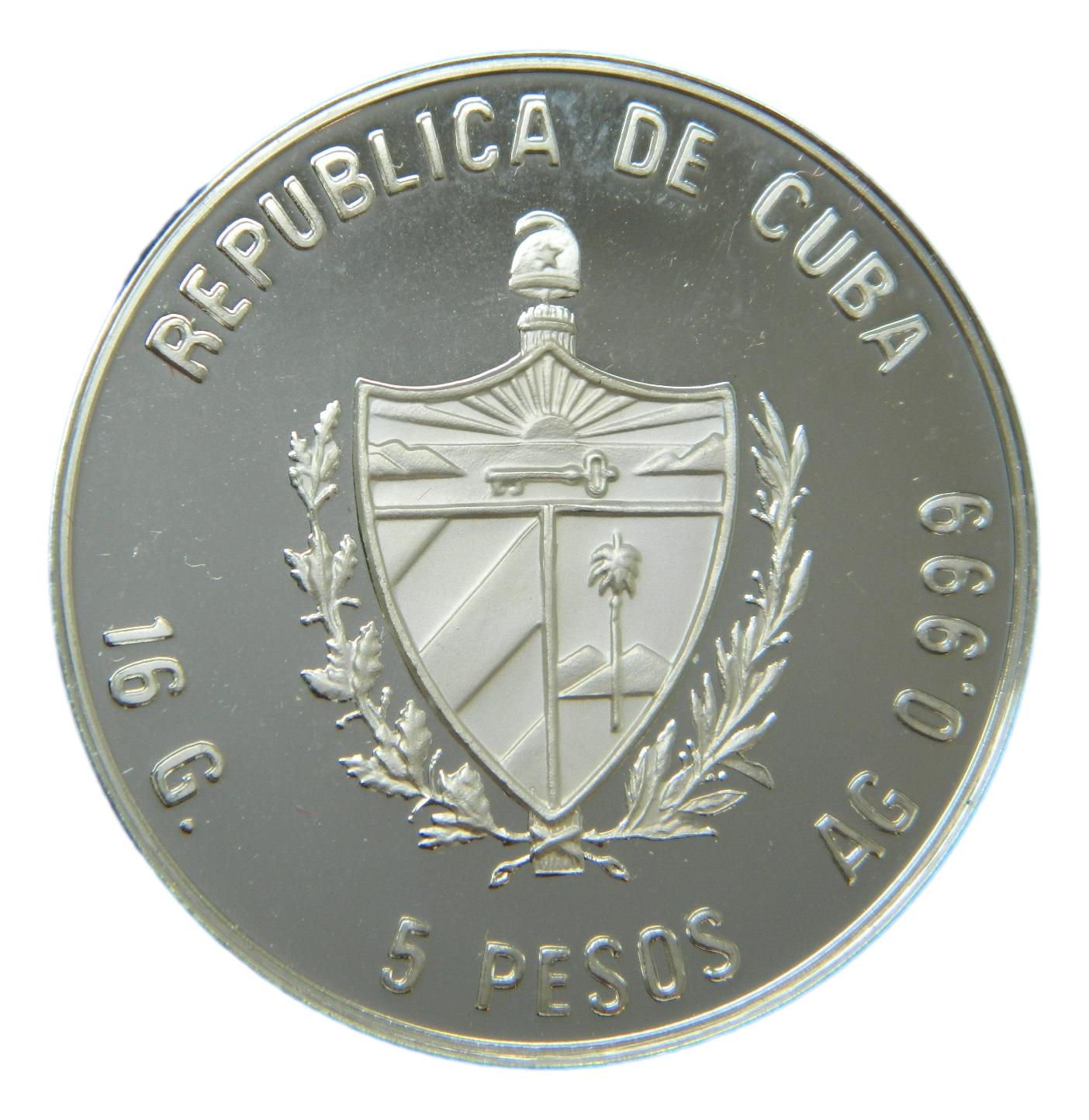 1992 - CUBA - 5 PESOS - OLIMPIADA 92 - PLATA