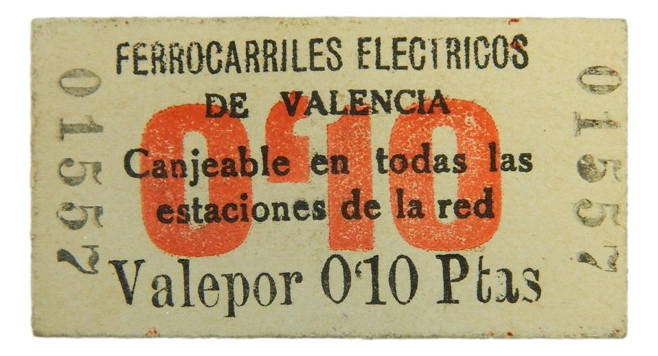 VALENCIA - BILLETE - 0,10 PESETAS - AGB 1508 - FERROCARRILES ELECTRICOS