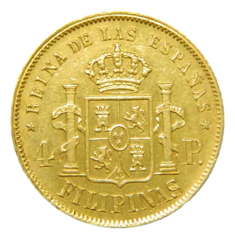 1868 - ISABEL II - 4 PESOS - MANILA - MBC+