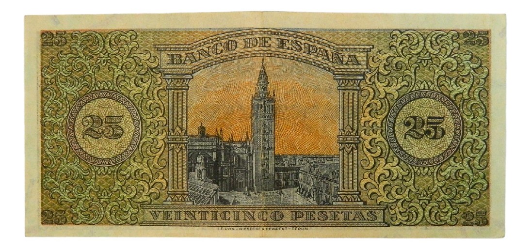 1938 - ESPAÑA - BILLETE - 25 PESETAS - BURGOS - MBC
