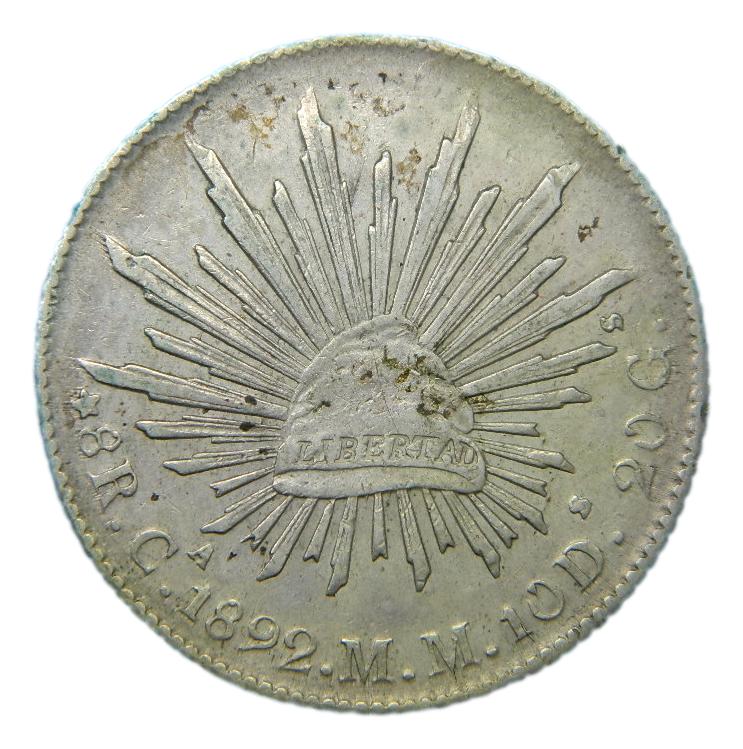 1892 MM - MEXICO - 8 REALES - CHIHUAHUA - PLATA