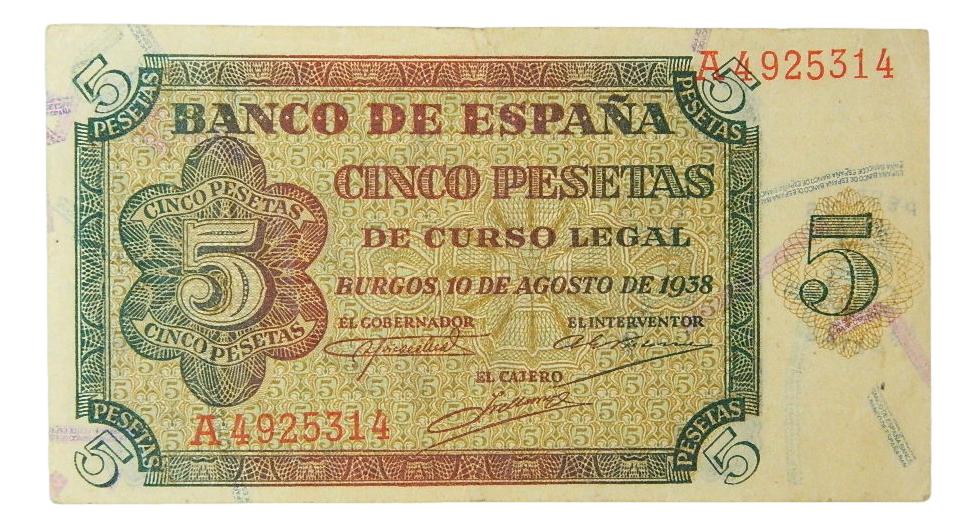 1938 - ESPAÑA - 5 PESETAS - BURGOS - BC