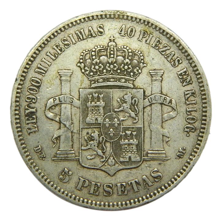 1875 *18-75 - ALFONSO XII - 5 PESETAS - DEM
