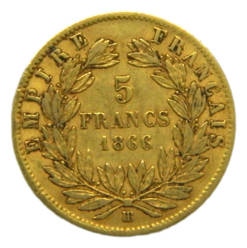 1866 BB - FRANCIA - 5 FRANCS - NAPOLEON III -  BC