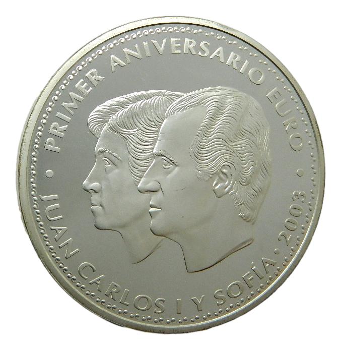 2003 - ESPAÑA - 50 EURO - CINCUENTIN - PRIMER ANIVERSARIO EURO - PLATA 