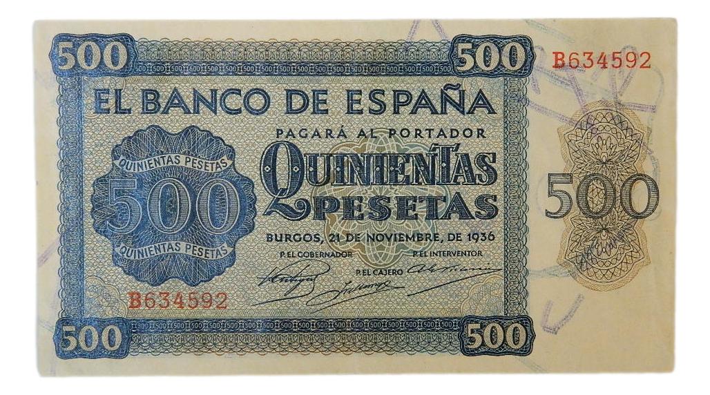 1936 - ESPAÑA - BILLETE - 500 PESETAS - BURGOS - MBC+