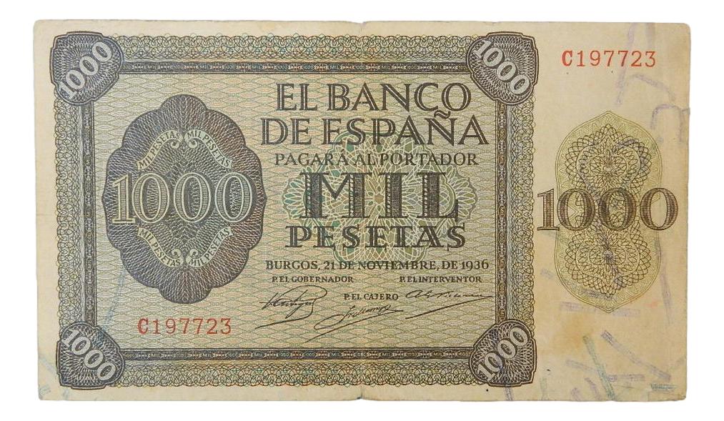 1936 - ESPAÑA - BILLETE - 1000 PESETAS - BURGOS - BC