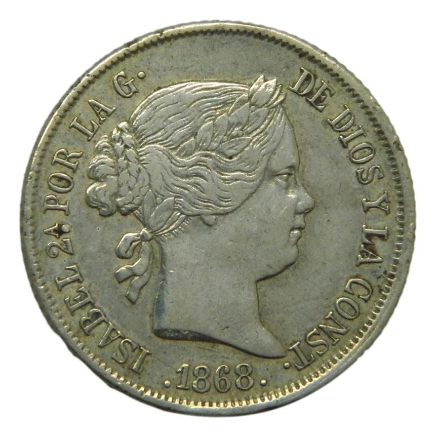 1868 - ISABEL II - 40 CENTIMOS DE ESCUDO - PLATA
