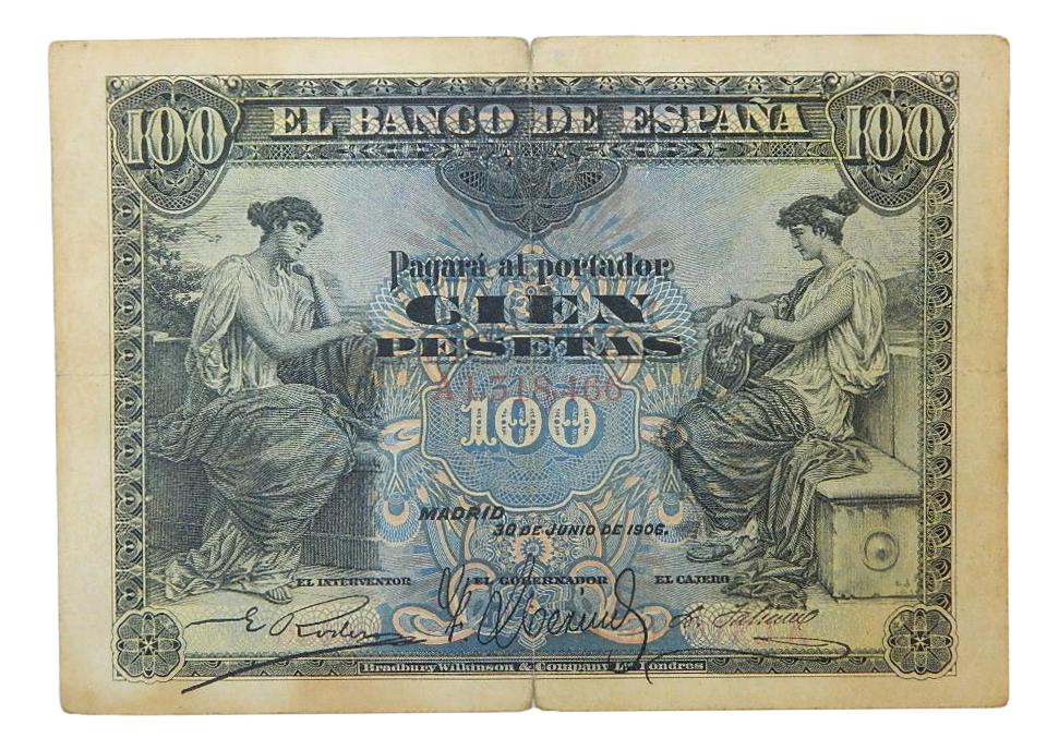 1906 - ESPAÑA - BILLETE - 100 PESETAS - MADRID