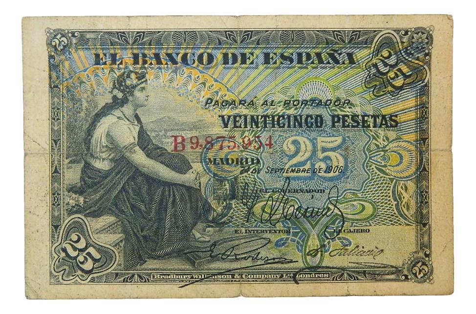 1906 - ESPAÑA - 25 PESETAS - BILLETE - RC