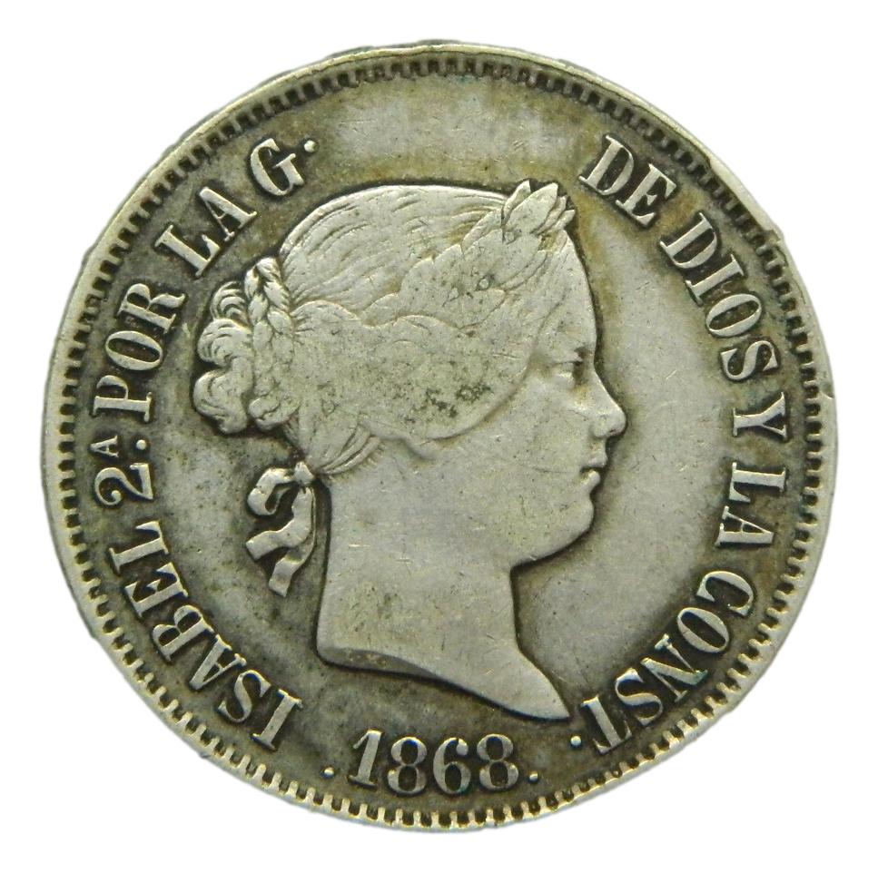1868 - ISABEL II - 50 CENTAVOS DE PESO - MANILA