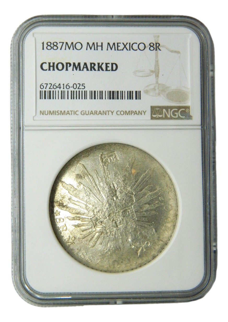 1887 MH - MEXICO - 8 REALES - CHOPMARKED - NGC