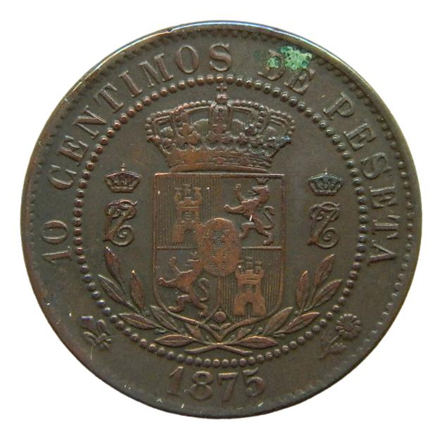 1875 - CARLOS VII - 10 CENTIMOS DE PESETA 