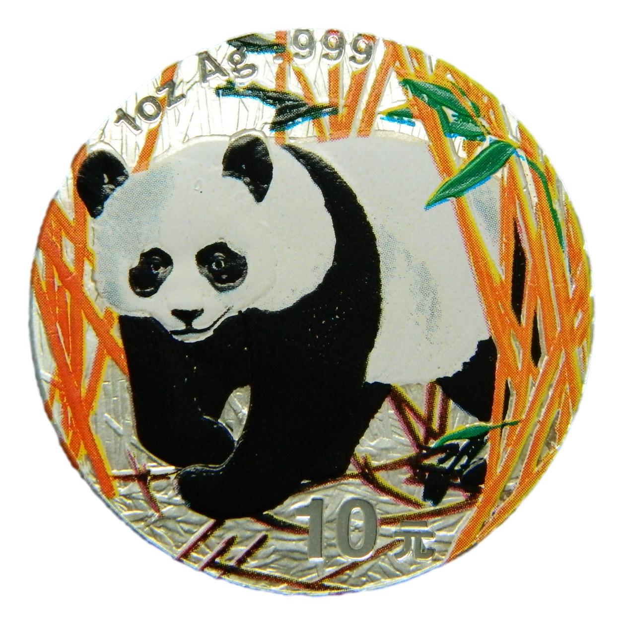 2001 - CHINA - 10 YUAN - PANDA - COLOR - ONZA PLATA