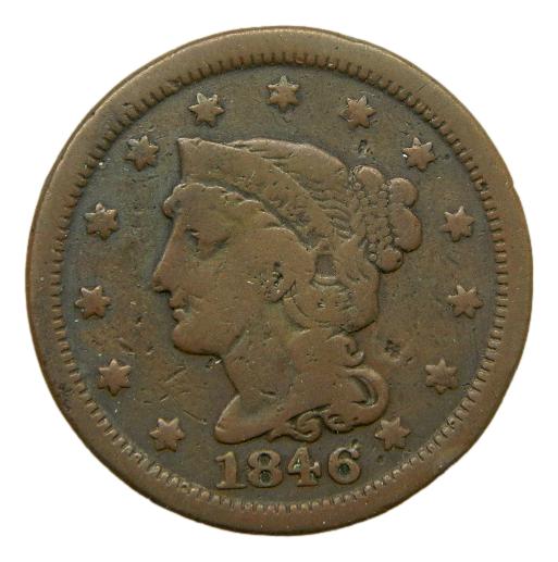 1846 - USA - 1 CENT - BRAIDED HAIR CENT