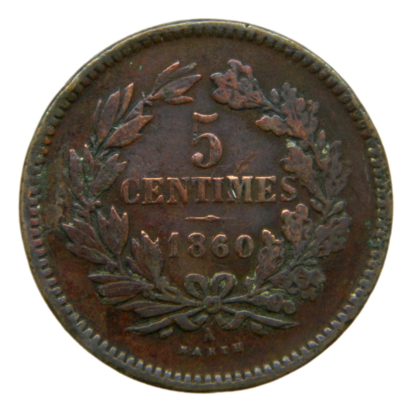 1860 A - LUXEMBURGO - 5 CENTIMES - S6