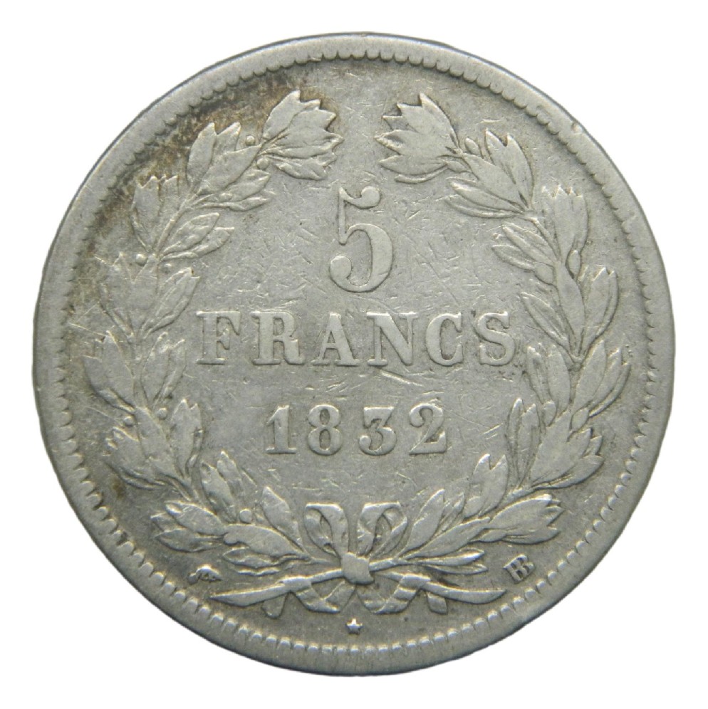 1832 BB - FRANCIA - 5 FRANCOS - LOUIS PHILLIPPE I - S6