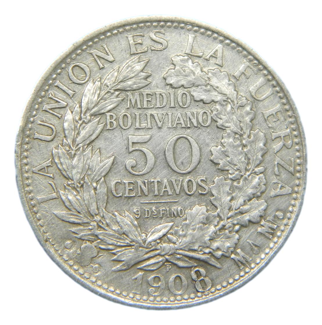 1908 MM - BOLIVIA - 50 CENTAVOS - KM 175.1