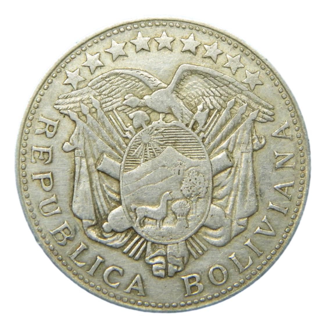 1900 So - BOLIVIA - 50 CENTAVOS - 1/2 BOLIVANO 