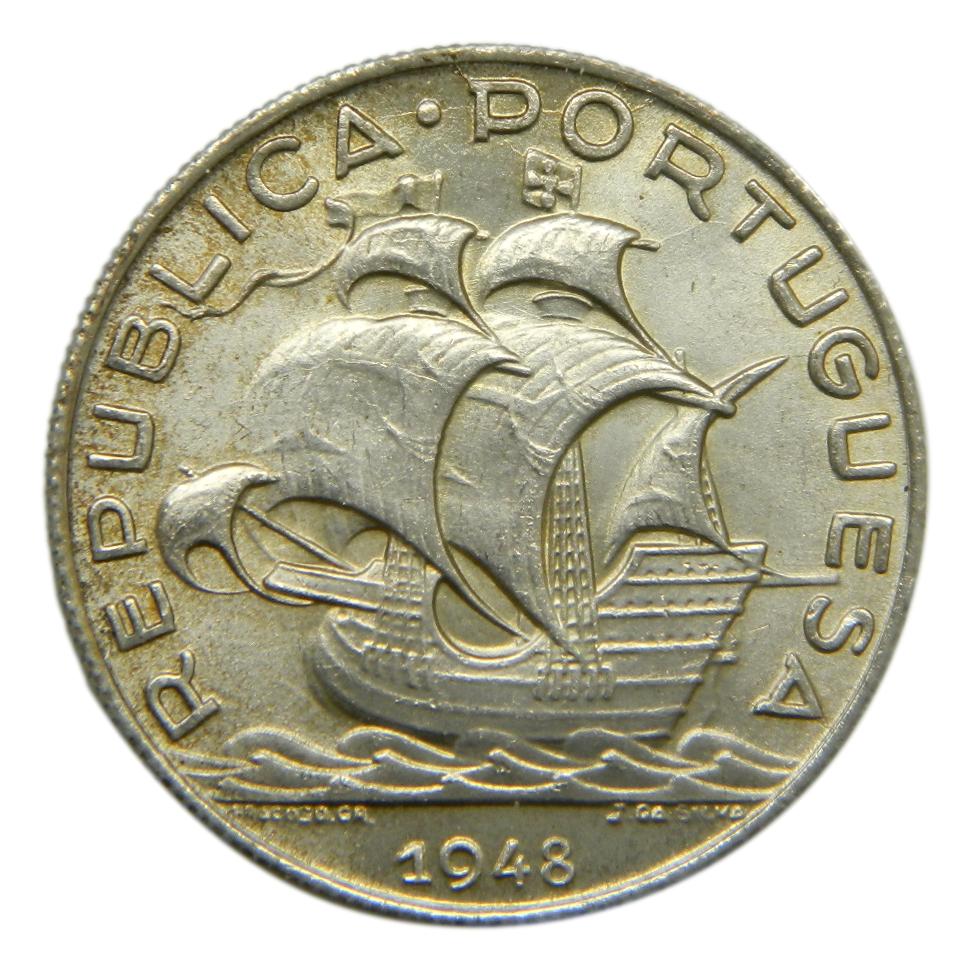 1948 - PORTUGAL  5 ESCUDOS - PLATA