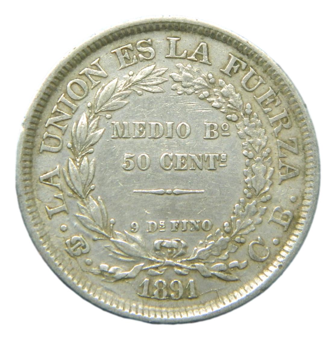 1891 CB - BOLIVIA - 50 CENTAVOS - POTOSI 