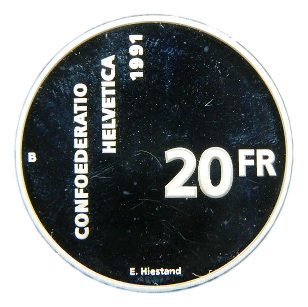 1991 - SUIZA - 20 FRANCS - CONFEDERACION HELVETICA - PROOF