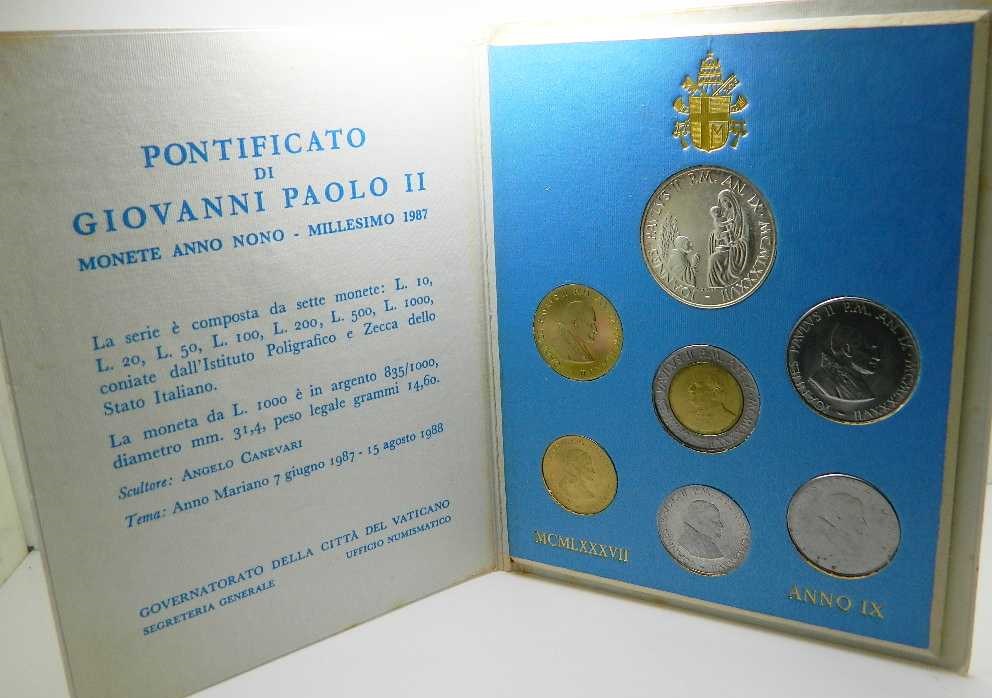 1987 - VATICANO - SET OFICIAL - LIRAS - JUAN PABLO II 
