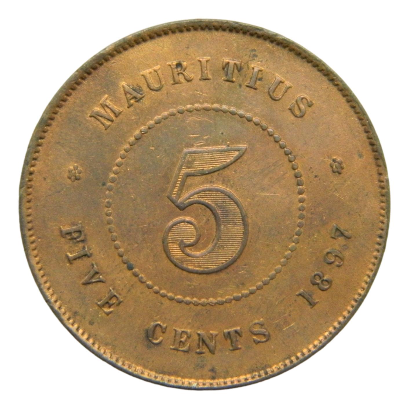 1897 - MAURICIO - 5 CENTS - VICTORIA - S6