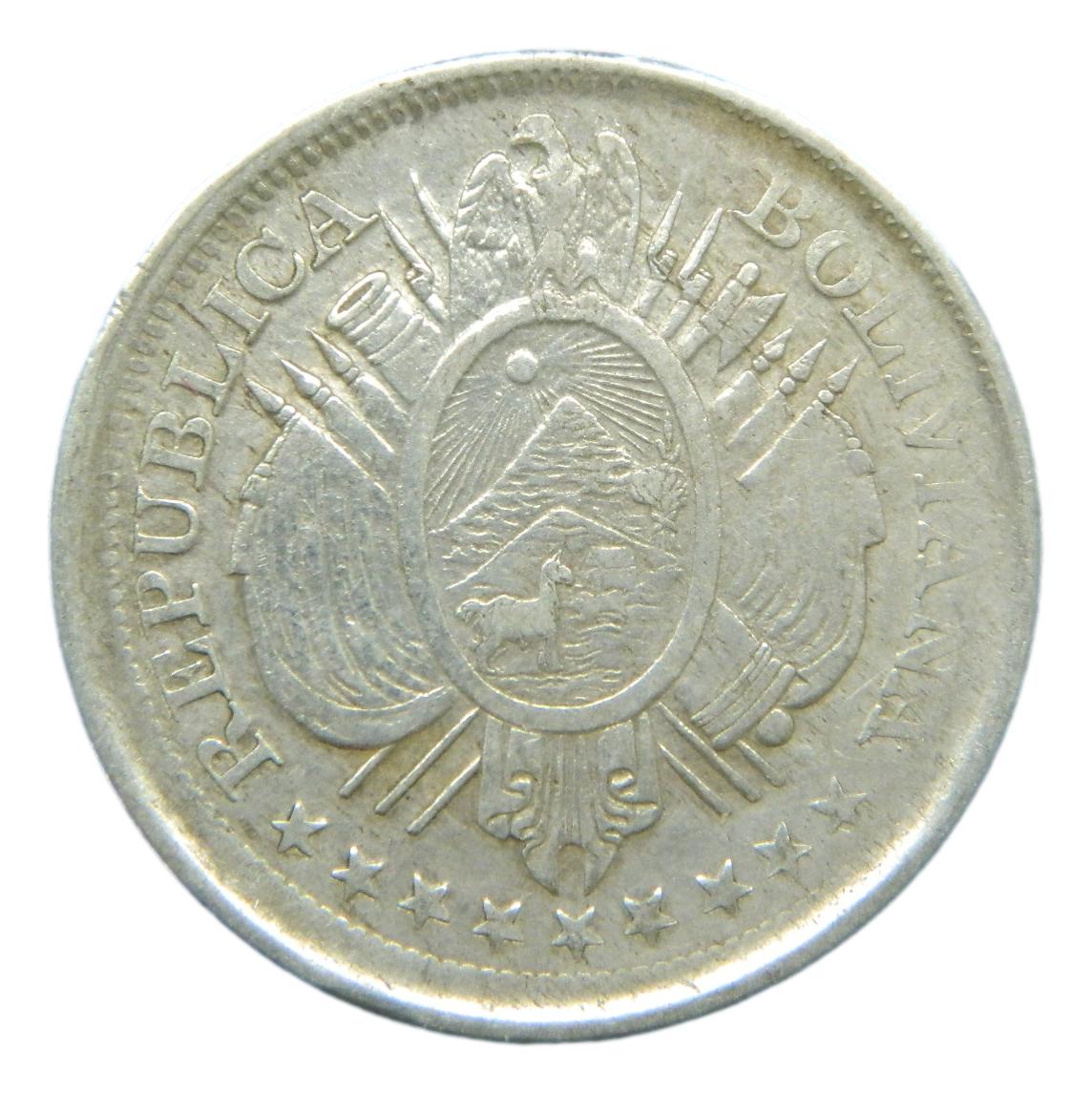 1896 ES - BOLIVIA - 50 CENTAVOS - 1/2 BOLIVIANO - POTOSI
