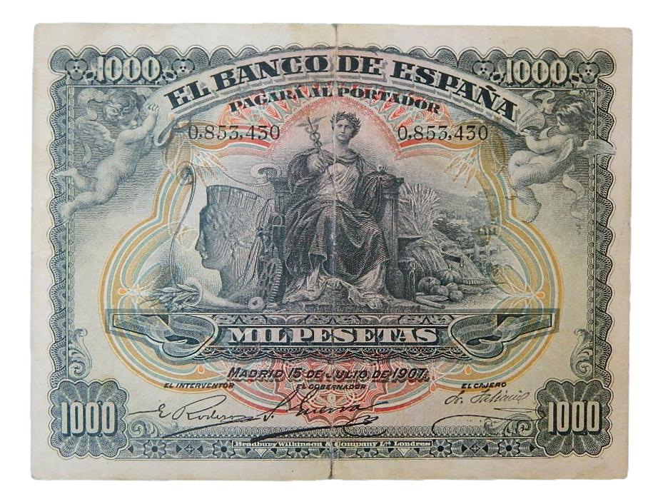 1907 - ESPAÑA - BILLETE - 1000 PESETAS - BC