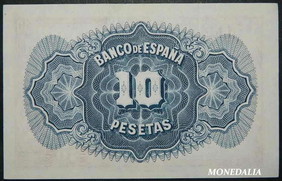 1935 - ESPAÑA - BILLETE - 10 PESETAS - BC