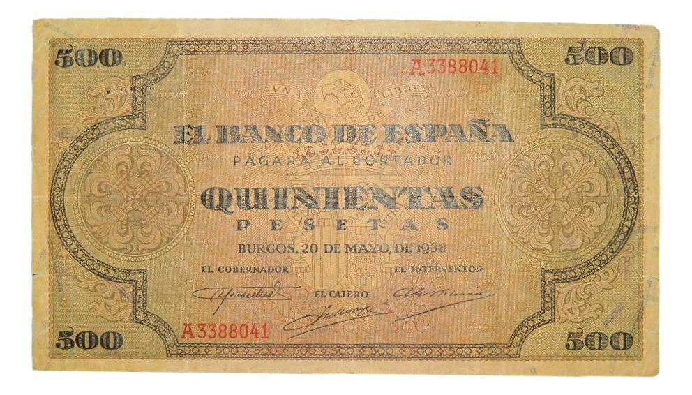 1938 - ESPAÑA - BILLETE - 500 PESETAS - BURGOS