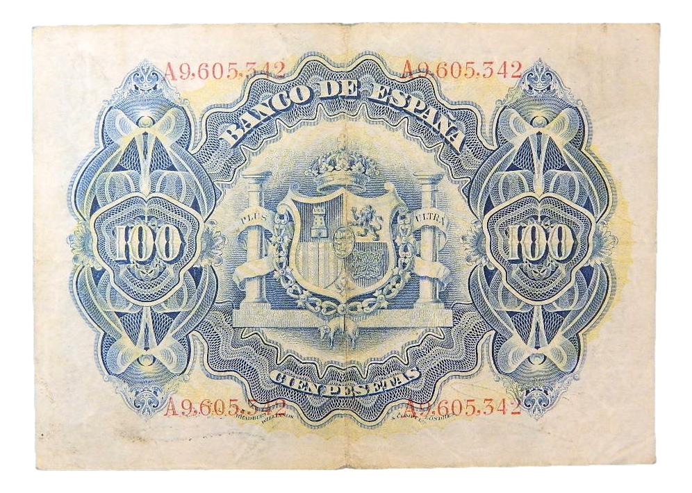 1906 - ESPAÑA - BILLETE - 100 PESETAS - BC+