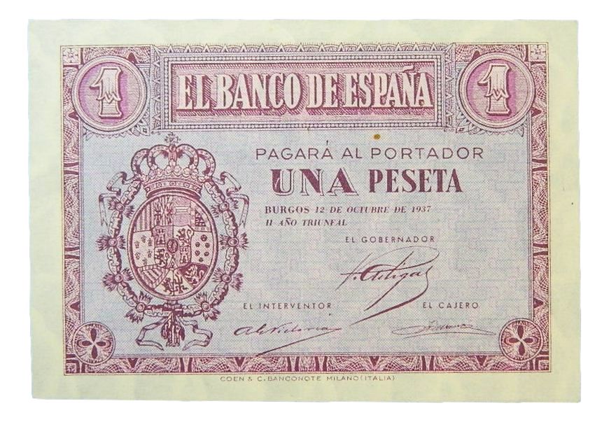 1937 - ESPAÑA - 1 PESETA - BURGOS - SC-