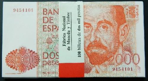 1980 - ESPAÑA  - BILLETE - 2000 PESETAS - JUAN RAMON JIMENEZ - S/C y SIN SERIE