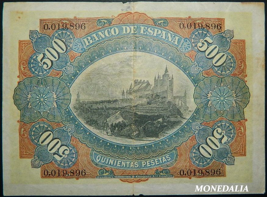 1907 - BILLETE - 500 PESETAS MUY RARO - MBC+