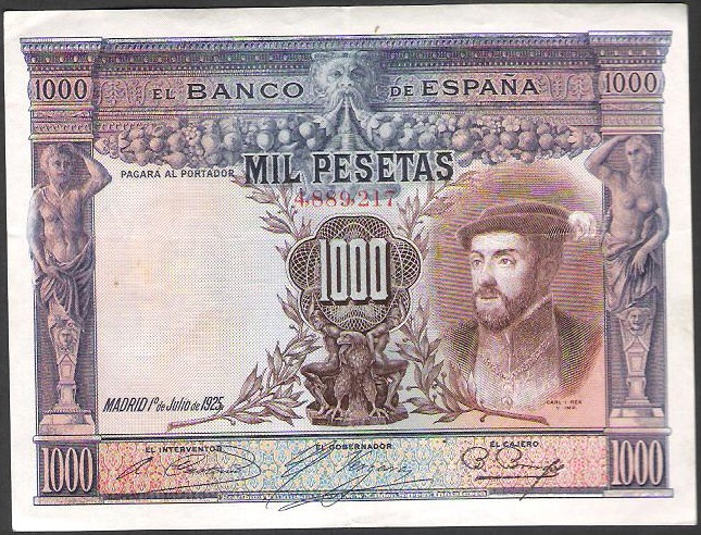 1925 - ESPAÑA - BILLETE - 1000 PESETAS - BC
