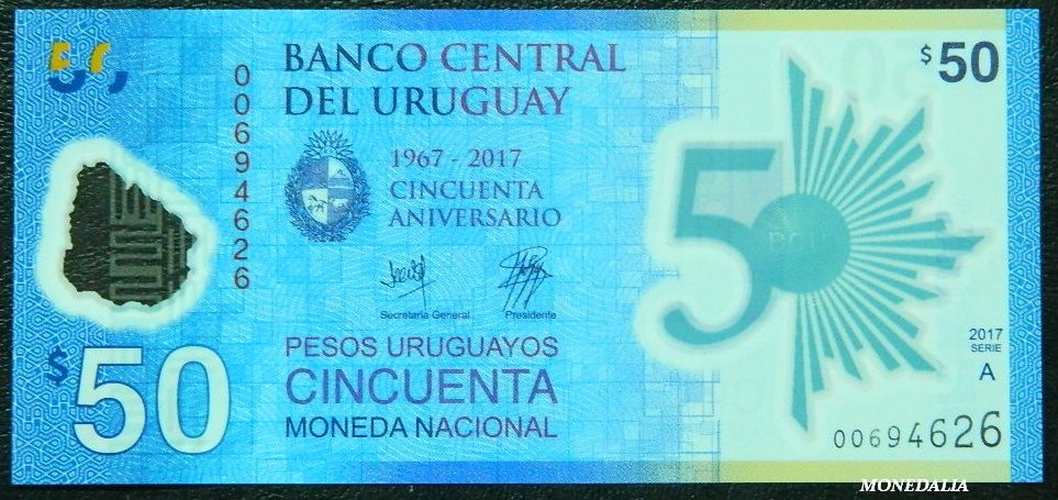 2017 - URUGUAY - 50 PESOS URUGUAYOS - BILLETE