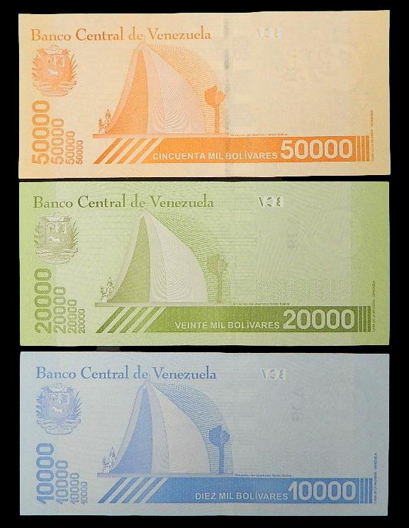 2019 - VENEZUELA - LOTE 3 BILLETES - 10000, 2000 Y 50000 BOLIVARES - SC