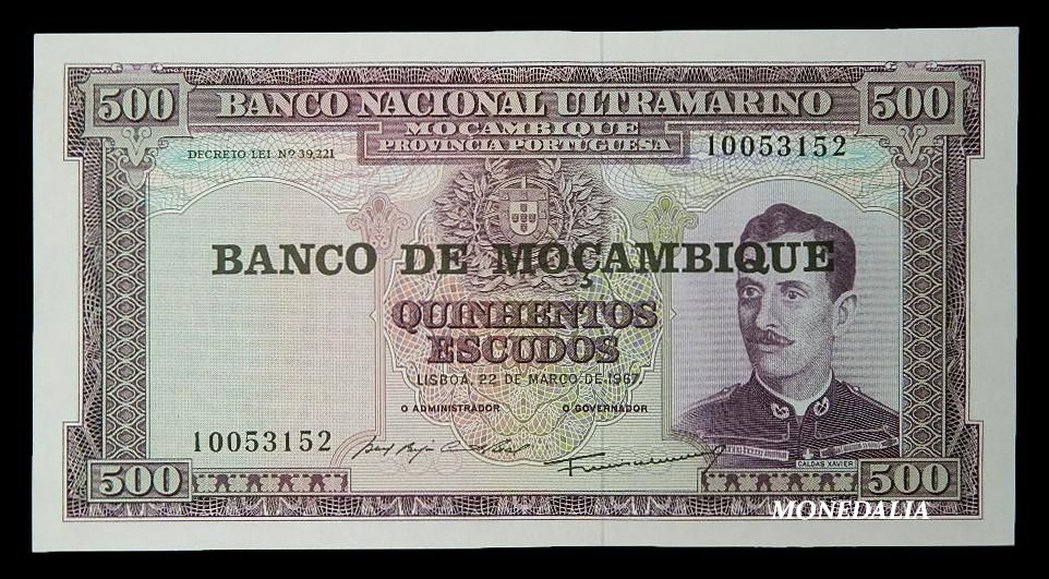 1967 - MOZAMBIQUE - BILLETE - 500 ESCUDOS - PICK 118